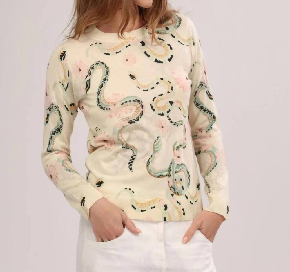 NEW LAS SUREÑAS cashmere crewneck sweater in full snakes